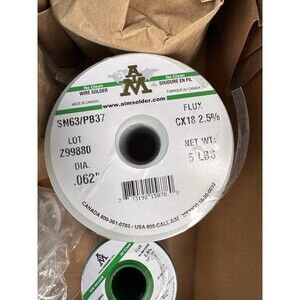 5 Lb.  AIM No Clean Wire Solder .062” CX18 2.5% flux core READ!